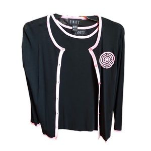 Finity 2-piece Black and Pink Cardigan Set - Sz M